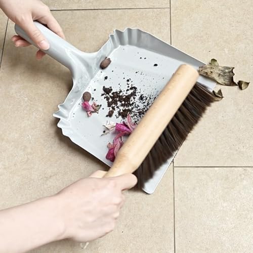 Metal Dust Pan and Brush Set Heavy Duty for Fireplace Garage Shop 9" Wide - style: Steel Dustpan