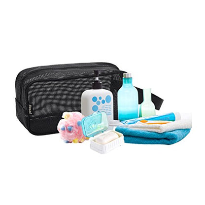 Moyad Mesh Shower Caddy Portable Toiletry Bag College Dorm Room Essentials for Girls Guys Gym Bag Camping Organizer Hanging Bathroom Mesh Bag, Black - size: Small
