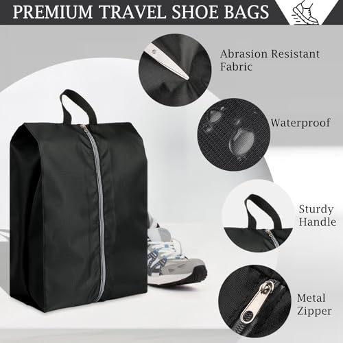 Shoe Bags for Travel, Set of 4 Pack Shoe Travel Bags for Packing Large - color: Black