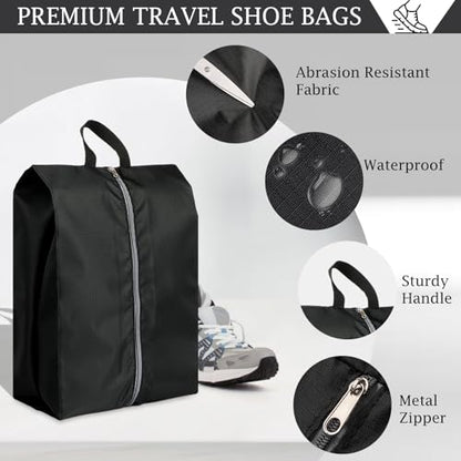 Shoe Bags for Travel, Set of 4 Pack Shoe Travel Bags for Packing Large - color: Black