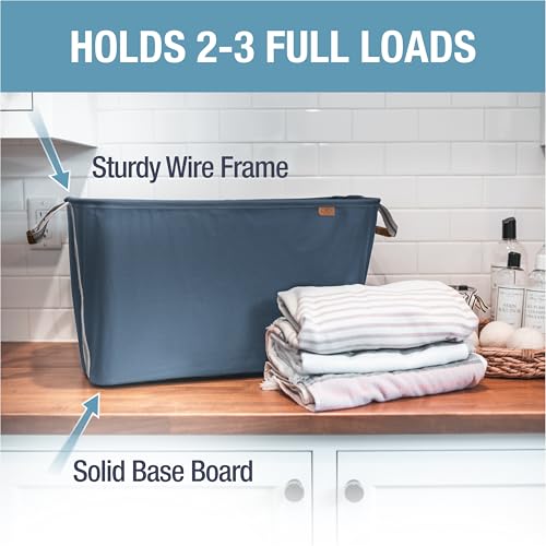 Collapsible Laundry Basket LUXE (300D) - Navy Noir/Cream (2PK) - color: Navy Noir