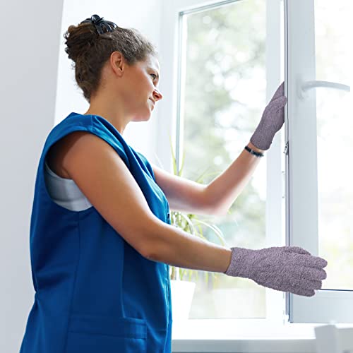 Bencailor 6 Pairs Microfiber Dusting Gloves, Dusting Cleaning Gloves Microfiber Gloves for Plants House Blinds Car Dust Mitt (Elegant Color,Medium) - color: Elegant Color, size: Medium