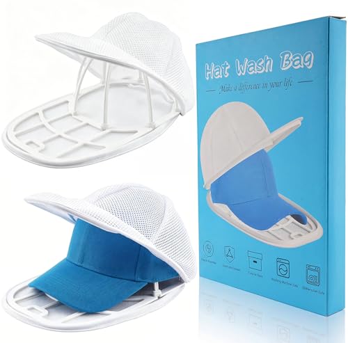 Eiito Hat Washer Cage Hats Cleaner, 4 Pcs (2 Cages + 2 Mesh Bags) - color: With Mesh White 2 Pack