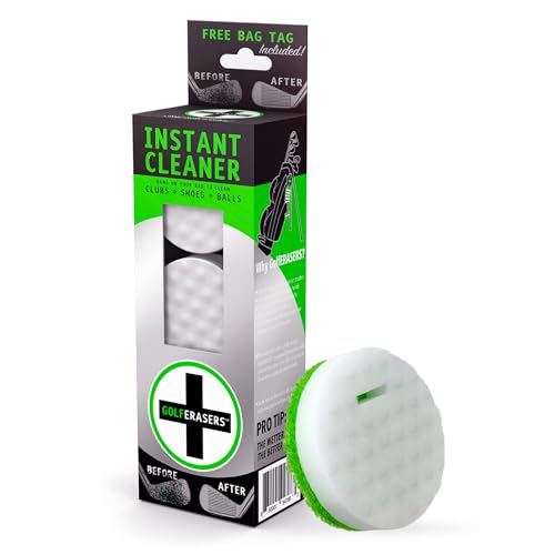 Instant Golf Eraser with Bag Tether, Premium Dual-Sided Sponge for Cleaning Clubs, Shoes & Golf Balls - Golf Club Cleaner, Golf Ball Cleaner, Golf Club Groove Cleaner, 6 Pack - color: 6 Pack + Tether