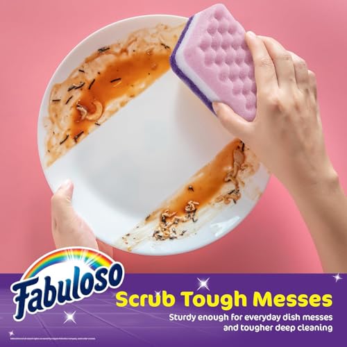 Fabuloso Scratch-Free Kitchen Dish Sponges, Purple, 6 Count, 2-Pack - color: Purple, size: 6 Count (Pack of 2)