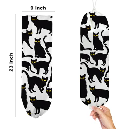2Pcs Cat Plastic Bag Holder, Black and White Wall Mount Grocery Bag Holder - color: multicolour 1313