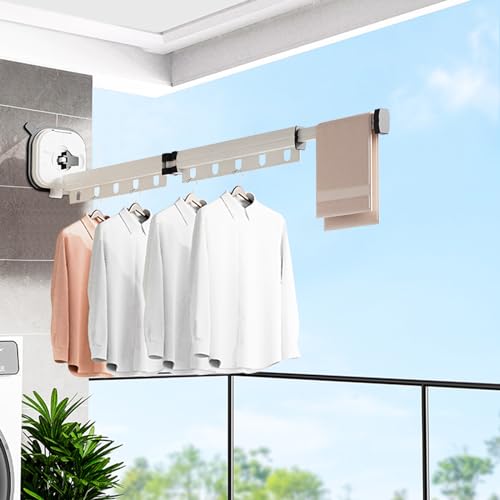 Ergocar Clothes Drying Rack Wall Mounted, Clothes Drying Rack Folding Indoor, Retractable Clothes Hanger with Hanging Holes, Space Saver, for Balcony, Bathroom, Bedroom - color: White, size: 36.22*4.72*4.72