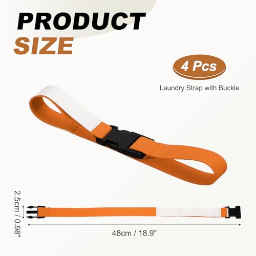 uxcell 2 Pcs Laundry Strap with Buckle, Multipurpose Laundry Strap Replacement Wash Care Utility Household Cleaning Loop Athletics Accessories Tools Storage, Orange - color: Orange