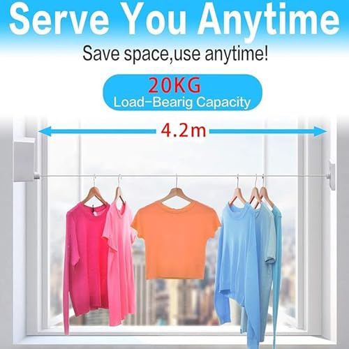 JOOM Retractable Clothesline Indoor, Dual 2 x 13.8 FT Clothes Lines, White - color: White