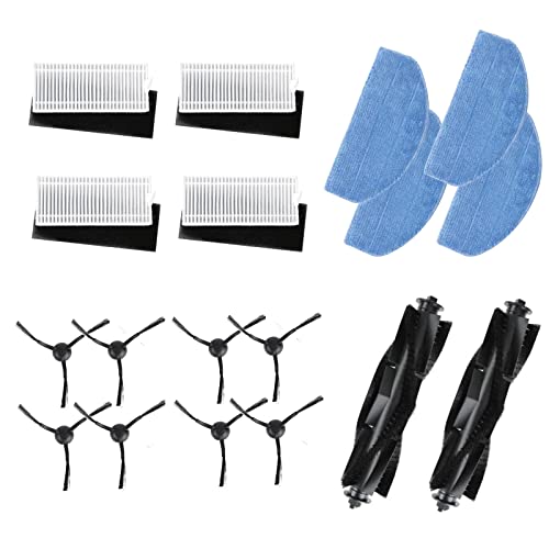 Robot Vacuum Main Brush, Side Brush, Filter, Mop Pads, Wipes for Tikom G8000/G8000Pro (4 Side Brushes, 2 Roller Brushes, 4 Mop Pads, 4 Filters) - color: Set 2