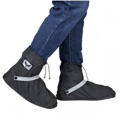 GARGOYLE BELLS Waterproof Rain Cover Boot Non-Slip Shoe Covers with Zipper and Reflector Heavy Duty Reusable Rain Boots for Men Women - color: Black-Short Style, size: S=10.82''