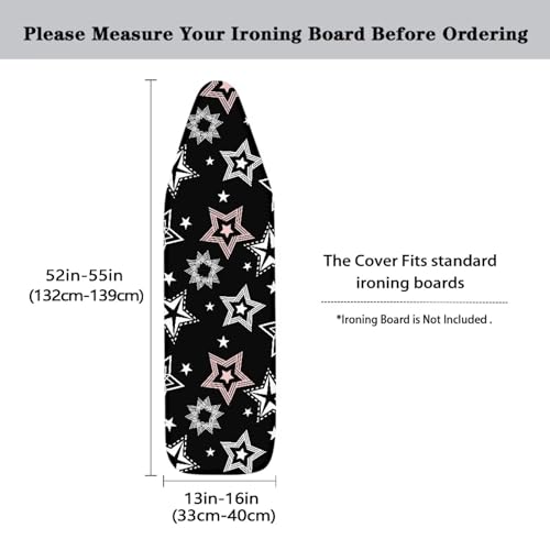 Black Fashion Iron Board Cover with Elastic Edge Large Fits All Standard Size Ironing Board Covers Heavy Duty Pressing Cloth for Ironing Stain Resistant - color: Black Fashion
