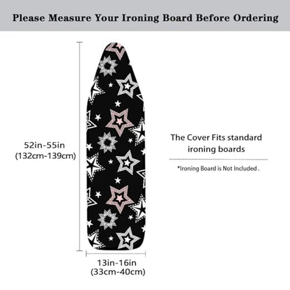 Black Fashion Iron Board Cover with Elastic Edge Large Fits All Standard Size Ironing Board Covers Heavy Duty Pressing Cloth for Ironing Stain Resistant - color: Black Fashion
