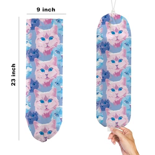 2Pcs Cat Plastic Bag Holder, Cat Lover Gifts Wall Mount Grocery Bag Holder - color: multicolour 1327