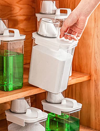 [2 Pack] Laundry Detergent Dispenser for Laundry Room Organization and Storage,78 Oz Laundry Soap Dispenser,Liquid Laundry Detergent Dispenser with 4 Removable Labels,BPA Free & PET Plastic, Clear - style: 2300ml