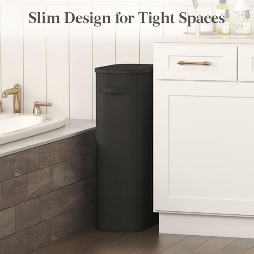 Lifewit Slim Laundry Basket with Lid and Removable Bag, 75L, Black - color: Black, size: 75L