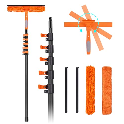 24FT Carbon Fiber Window Washing Kit with Extension Pole Outdoor - size: 24 FT