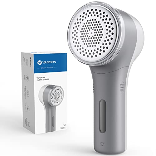 VASSON Fabric Shaver, Sweater Shavers to Remove Pilling, High-Perf Defuzzer, Rechargeable Electric Lint Shaver for Fuzz and Lint Balls from Clothing, Upholstery (Greyish White) - color: Greyish White