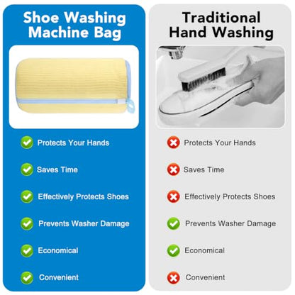 Dntorx 2 PCS Shoe Washing Machine Bags for Washer and Dryer with Outer Mesh - color: Yellow+Blue (with Outer Mesh)