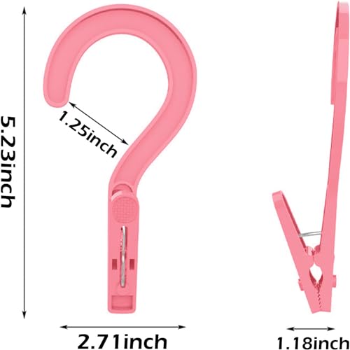 24pcs Laundry Hooks with Clips Super Strong Plastic Clothes Hangers Pins - color: Pink 24pcs