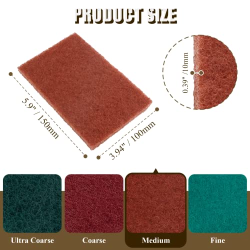 12pcs Red Scouring Pads, Heavy Duty Scour Pads Multipurpose Scour Pad Reusable Scrubbing Pads with Anti Grease Technology for Kitchen Scrubber Sink Dish Cleaning Metal Grills (Pack of 3) - size: Medium, 12pcs (Pack of 3)