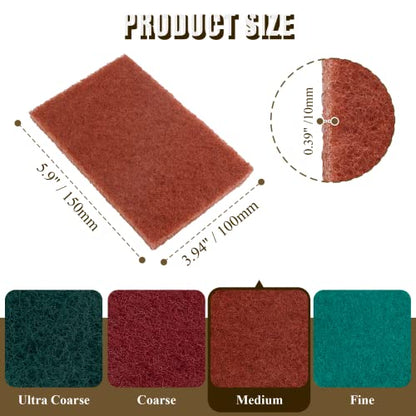 12pcs Red Scouring Pads, Heavy Duty Scour Pads Multipurpose Scour Pad Reusable Scrubbing Pads with Anti Grease Technology for Kitchen Scrubber Sink Dish Cleaning Metal Grills (Pack of 3) - size: Medium, 12pcs (Pack of 3)