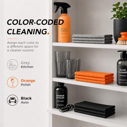 UNIMADE Microfiber Cleaning Cloth, 150 Pack Microfiber Towels for Cars - color: Grey & Orange & Black