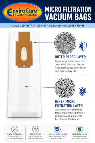EnviroCare Replacement Micro Filtration Vacuum Cleaner Bags made to fit Oreck Type CC, XL. Fits All XL7, XL21, 2000's, 3000's, 4000's, 8000's, 9000's Series Upright Vacuum Cleaners 8 pack