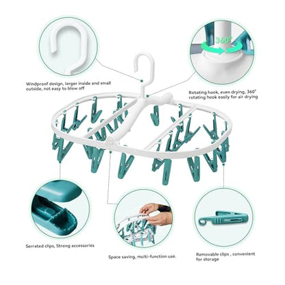 Premium Plastic PP Drying Hanger, Anti-Rusty Drying Rack for Clothes, Socks, Lingeries, Delicates, Drying Hanger with 24 Clips for Baby Clothes, Towels - style: 24 Clips
