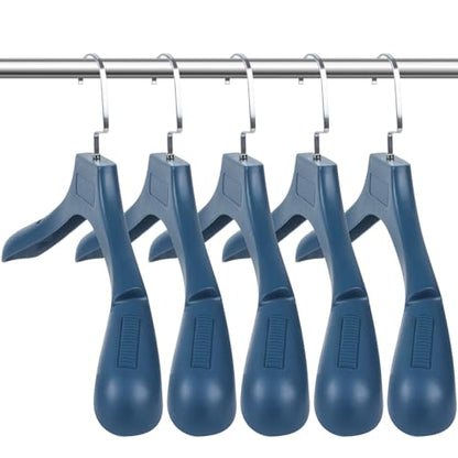 DEDU Suit Hangers for Men 20 Pack, Sweater Hangers No Shoulder Bump Non Slip Width 17.7", Plastic Clothes Hangers Blue with Metal Hook - color: Blue-20