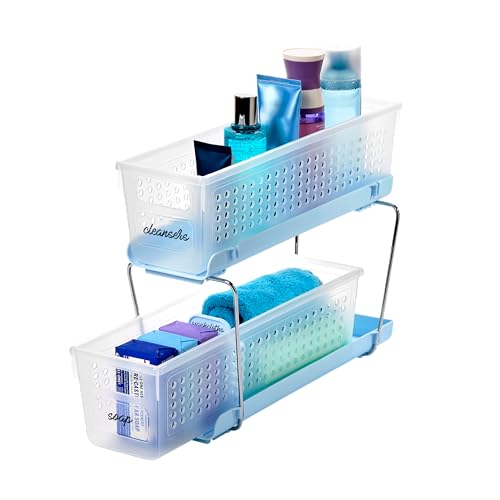 madesmart Compact Two Tier Organizer, Blue - color: Blue
