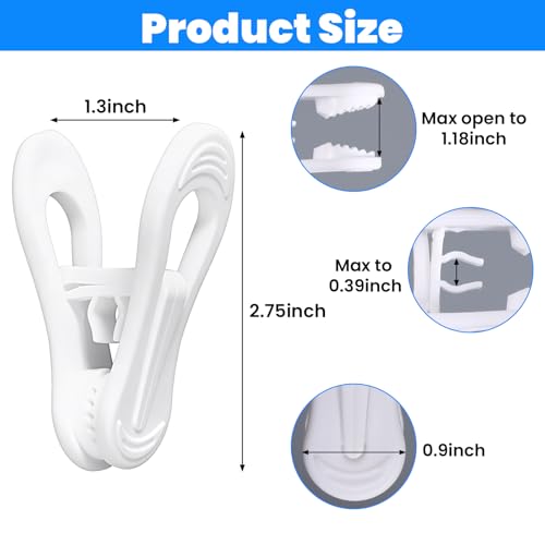 100 Pack White Hanger Clips Multi-Purpose Baby Hanger Clip, Plastic Clothing Clips for Socks, Hats, Food Chip Bags and Notes