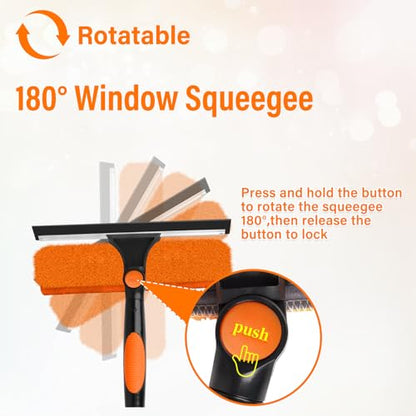 26FT Telescoping Window Squeegee Kit with Extension Pole - size: 20FT
