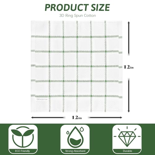 Nialnant 8 Pack Dish Cloths for Washing Dishes - color: Green Plaid, size: 12 x 12 in - 8PCS