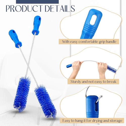 Baderke 2 Pcs Drain Brush Pipe Cleaning Tube Brush, Blue, 19.7 x 1.5 Inch - color: Blue, size: 19.7 x 1.5 Inch