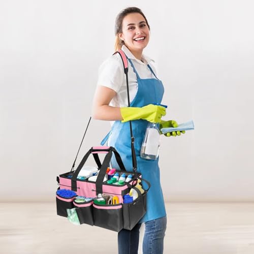 Large Cleaning Caddy Bag-Wearable, Waterproof, Heavy, Duty - color: Pink