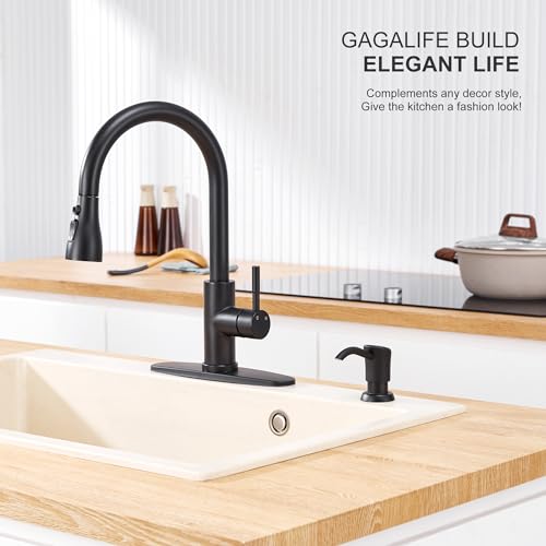 GAGALIFE Dish Soap Dispenser for Kitchen Sink, 17 oz Bottle, Matte Black - color: Matte Black