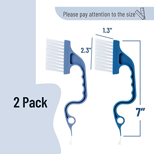 Slick- Window Track Cleaning Brush, 2 Pack, Blue Ergonomic Handle, Built-in Scraper, Multipurpose, Window Track Cleaning Tools - color: Blue, size: 2 Pack