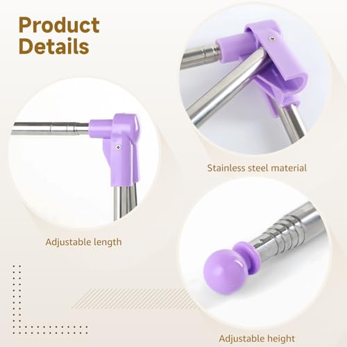 Portable Clothes Rack for Travel, Stainless Steel Folding Clothes Drying Rack, Adjustable Height and Length, Compact Design for Easy Carrying, Travel-Friendly Violet Clothes Rack