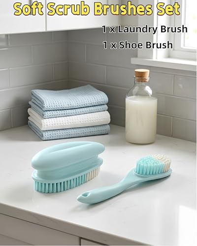2 Pack Soft Bristle Cleaning Scrub Brush Laundry Brush Scrubber Brush - color: Blue