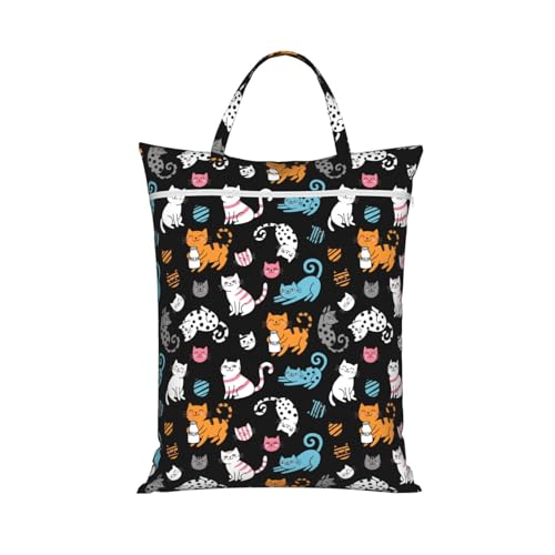 Kawaii Cat Travel Laundry Bag Washable Dirty Clothes Bag for Gym - color: Kawaii Cat