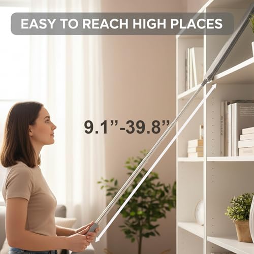 Flat Gap Dust Cleaner with Extendable Pole, Bafezoze Retractable Under Appliance Duster with 2 Washable Microfiber Pads, Slim Flexible Gap Mop for Cleaning Under Bed Sofa Cabinet Refrigerator Gray - size: Gap Duster Gray 2PCs