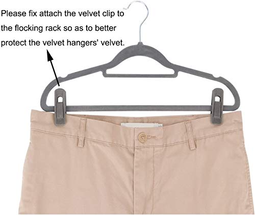 Velvet Hangers Clips 20 Pack, Grey Pants Hangers Velvet Clips - color: Gray, size: 20 Pack