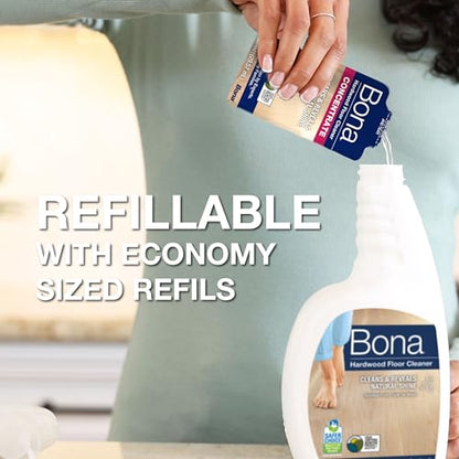 Bona® Hardwood Floor Cleaner Spray - 32 fl oz - Unscented - Includes Filled Bottle + Concentrate Refill for Hardwood Floor Cleaning - size: 32 Fl Oz (Pack of 1)