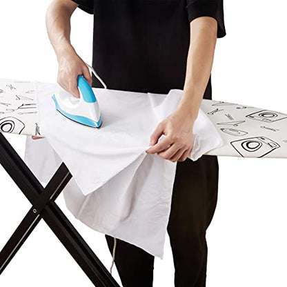 Seiritex Wide Ironing Board Cover and Pad 18 x 49 inch Heat Reflective with Hook and Loop Fasteners, Thick Padding with Elasticized Edges, 3 Layers Iron Board Cover (White) - color: White, size: 18x49