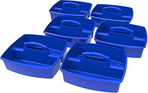 Storex 2-Compartment Large Caddy – Multipurpose Classroom Organizer with Handle, Blue, 6-Pack (00953U06C) - color: Blue, size: 6-Pack, style: Large