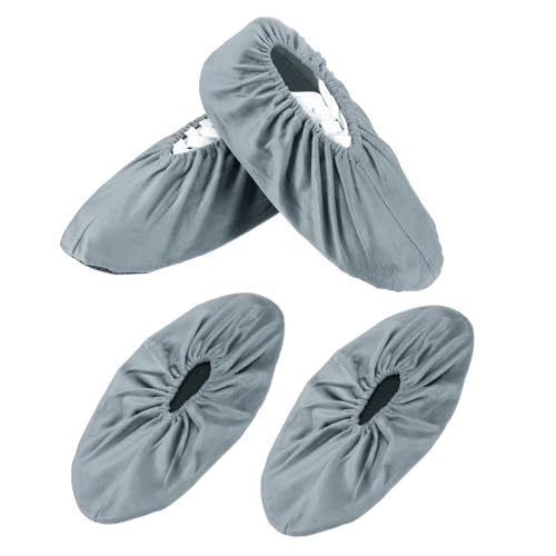 PATIKIL Reusable Shoe Covers, Non-Slip Shoe Protectors Covers Polyester Washable Foot Boot Covering - color: Gray, size: 13 inch