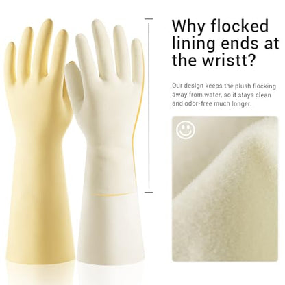 ThxToms 2 Pair Nitrile Dishwashing Cleaning Gloves,with Cotton Flocked Liner,Skin-Friendly & Anti-Slip Design,Y&P - size: Small
