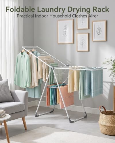 APEXCHASER 2-Tier Gullwing Clothes Drying Rack, 28-Rod Foldable, Adjustable