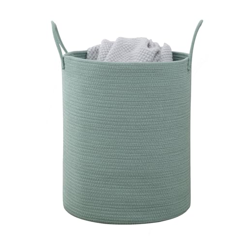 Woven Laundry Basket, Nursery Hamper, 15x15x18 Inch, Green - color: Green
